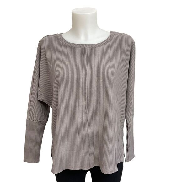 HEATHER by BORDEAUX McKinley Longsleeve Ribbed Box Top in stone‎ size XS NEW - Picture 1 of 10